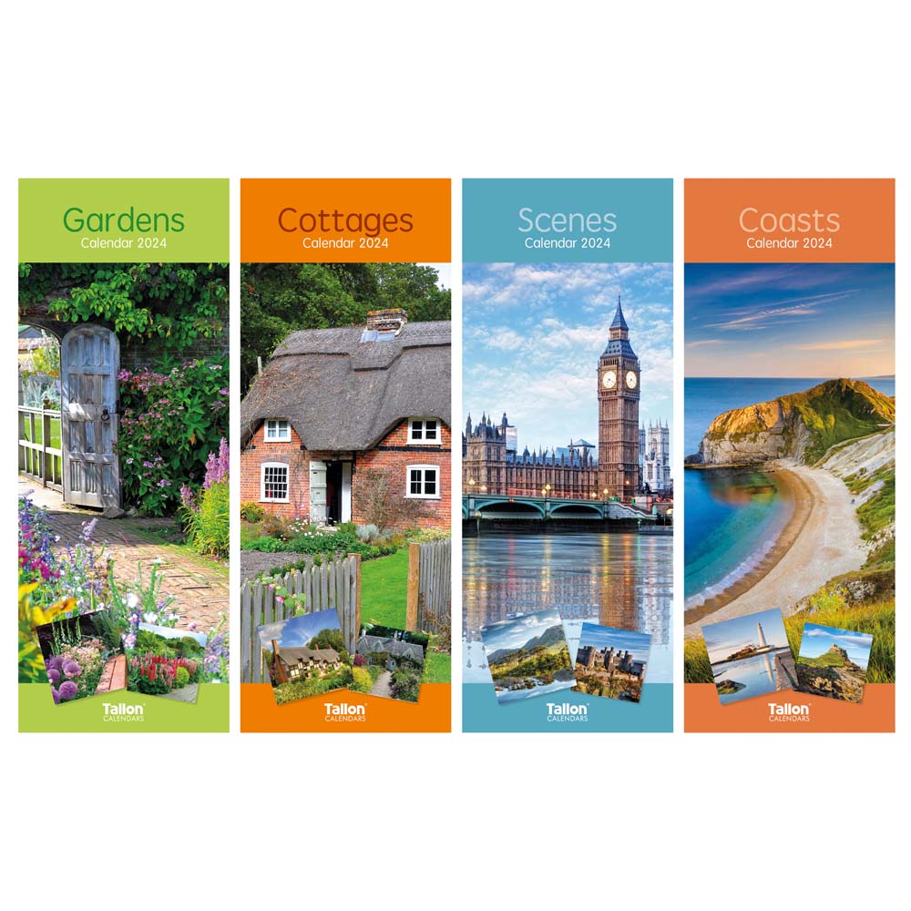 Calendar Super - Slim Coast, Scene, Cottages & Garden