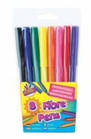 8 fine tip Fibre Colouring Pens in Wallet