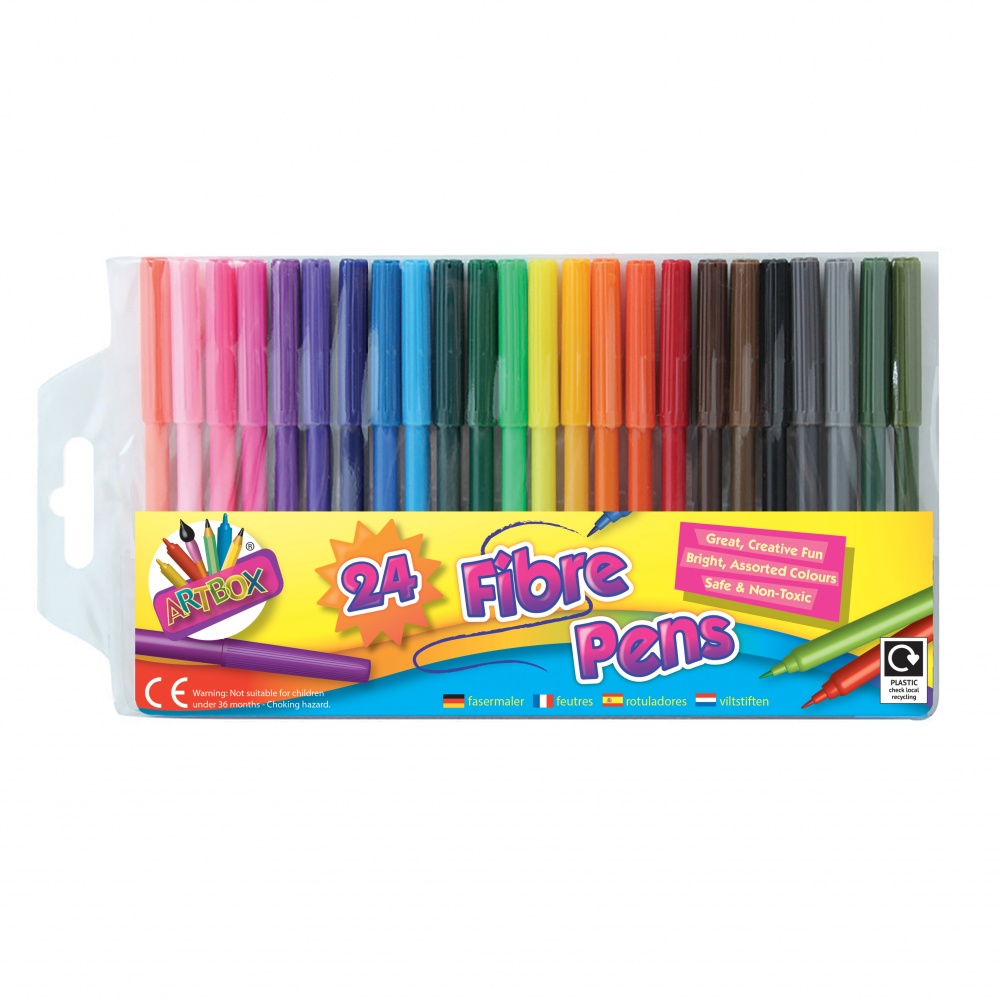 24 fine tip Fibre Colouring Pens in Wallet