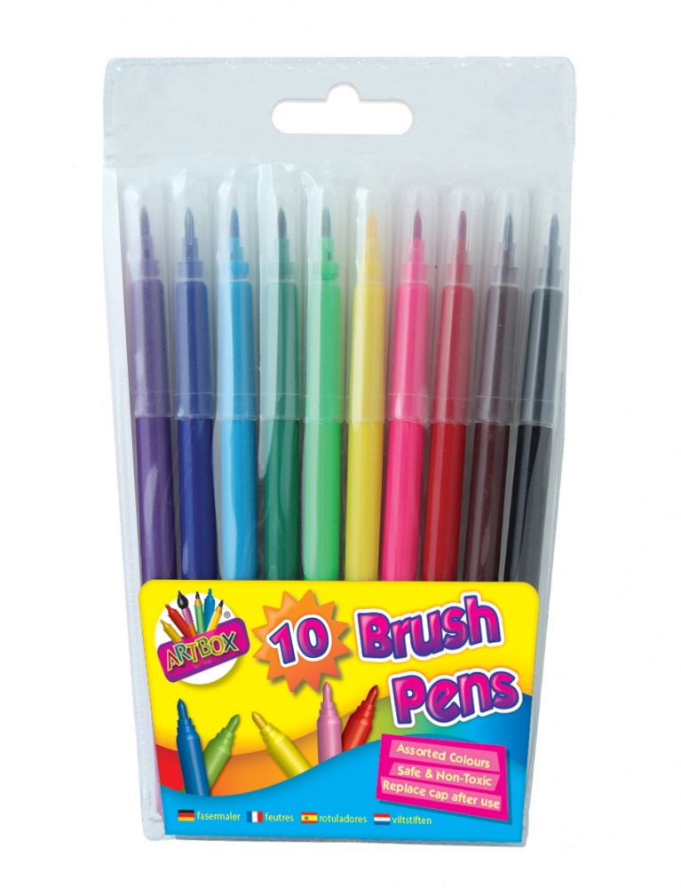 10 Quality Brush Fibre Pens in Wallet