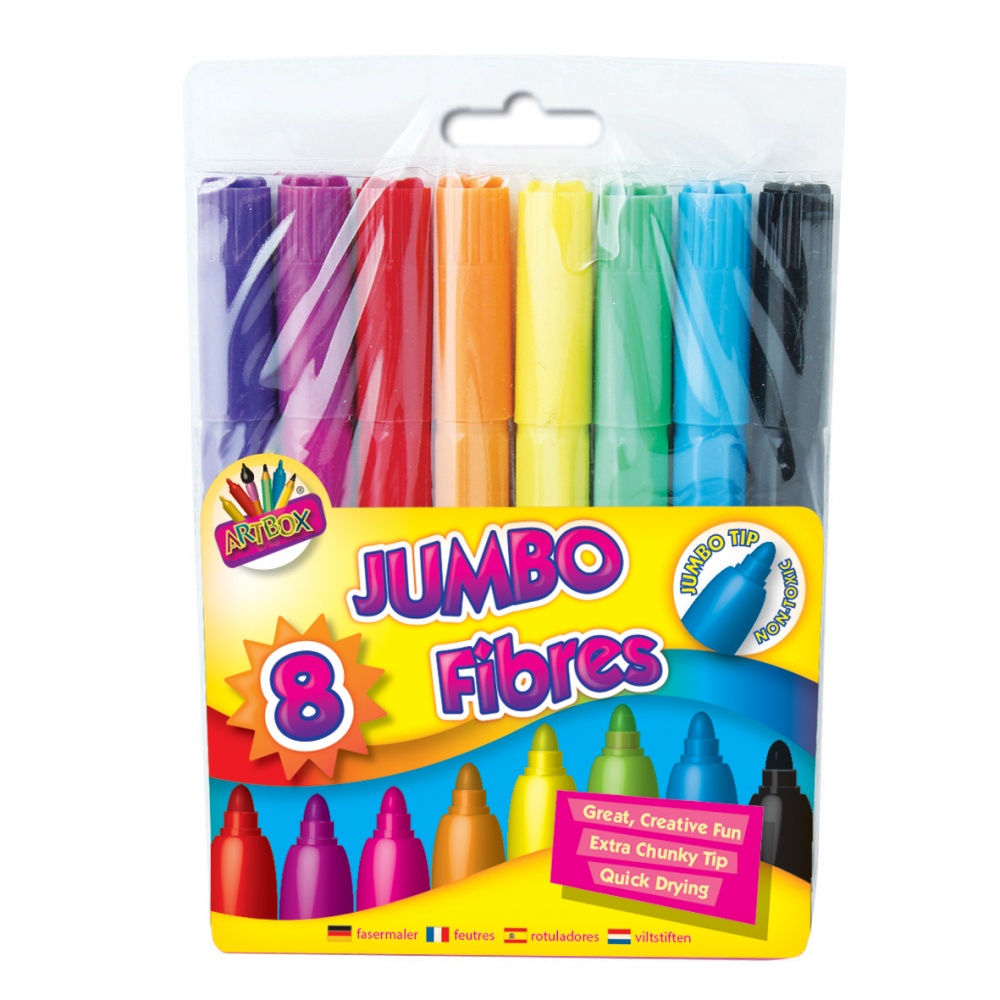 8 Jumbo Fibre Colouring Pens in Wallet