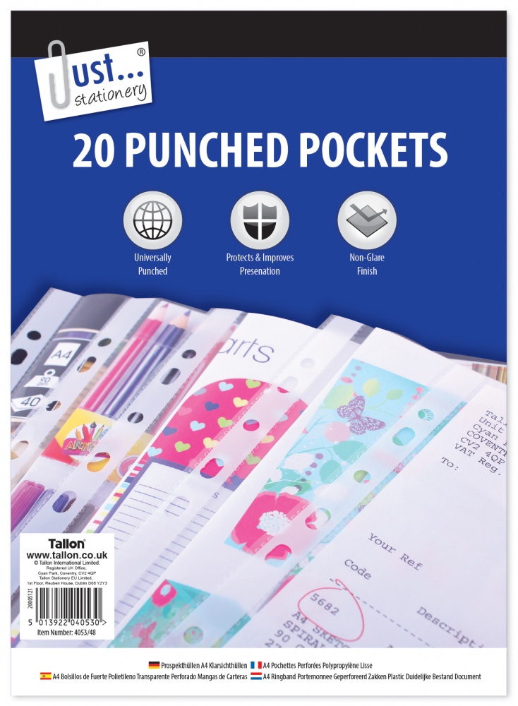 20 Clear plastic Punched pockets