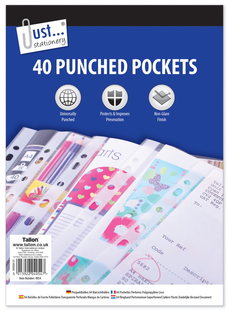 40 Clear plastic Punched pockets