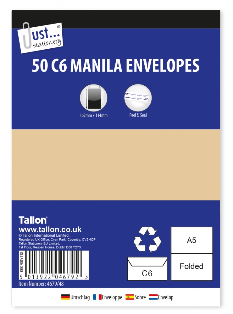 50 C6 Manila peal & seal Envelopes 80gsm