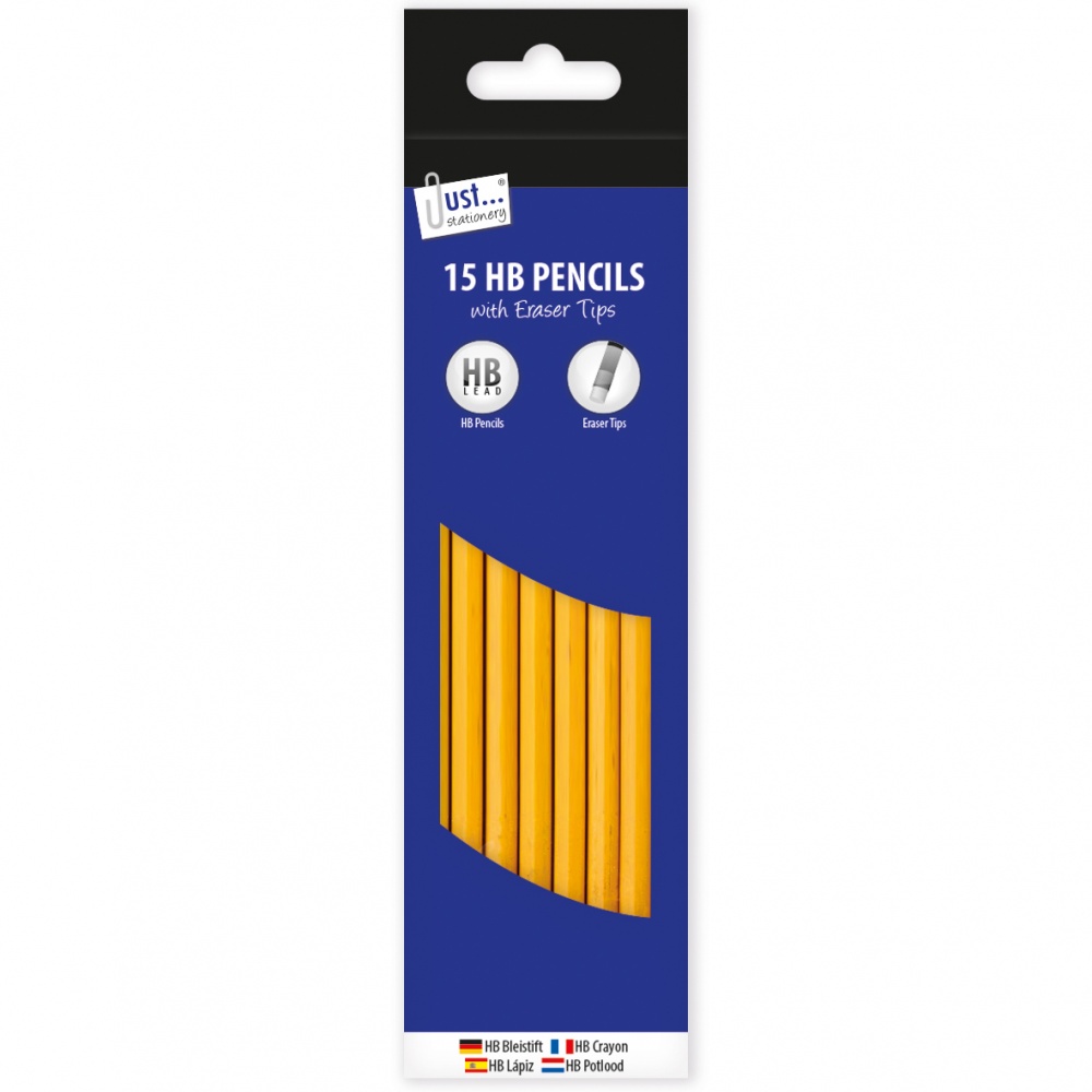 15 HB Pencils  With  Eraser Tops