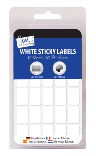 510 White 19 x 12mm Sticky Labels