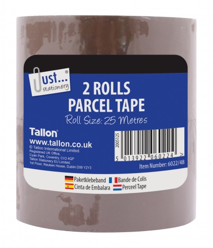 2 by 25m Rolls by 48mm Parcel Tape