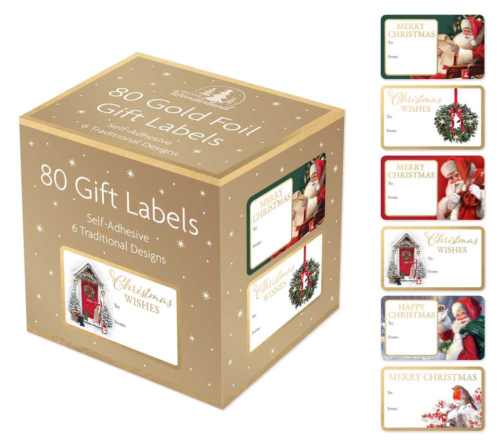 Gift Labels XMAS 80 Trad Boxed