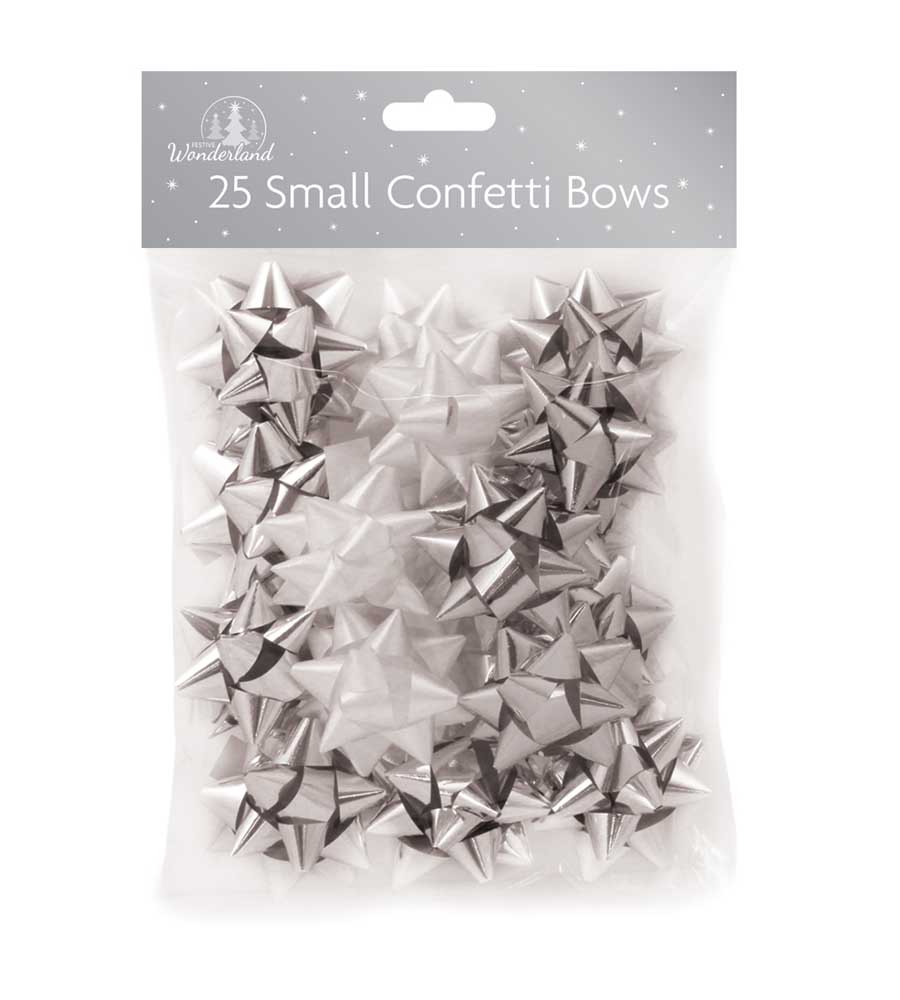 Bows XMAS 25 Small Confetti,Silver & White